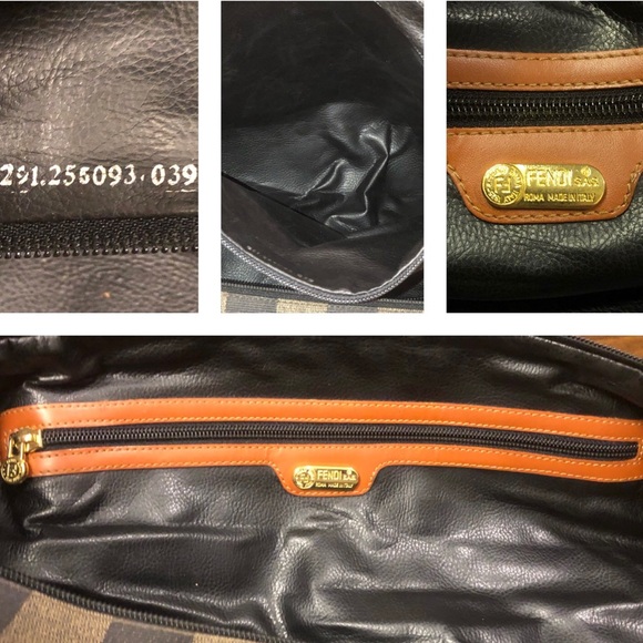 FENDI Pequin Pecan Striped Bandolier Boston Travel Bag w FENDI Shoulder Strap - Picture 9 of 17